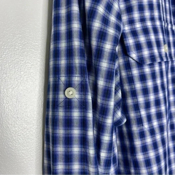 Michael Kors Men's Long Sleeve Blue Plaid Button Up Shirt Size XL - Picture 5 of 11